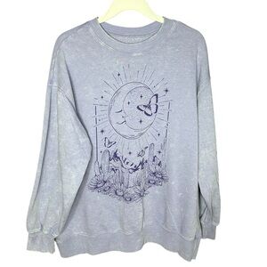 Rebellious One Dessert Graphic Purple Acid Wash Crewneck Sweatshirt Medium
